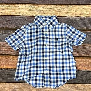 Ralph Lauren Blue Plaid Polo Check Dress Shirt Boys Kids Youth Preppy